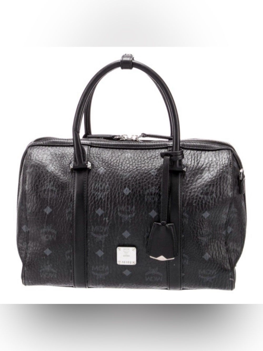 MCM Black “Boston” Visetos Logo-Print Leather (Large) Like 🆕 w/ Authentication